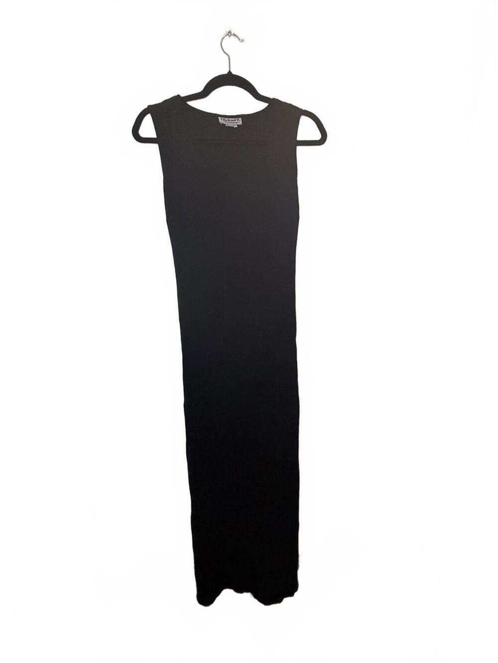 Michael K. Company Black Ribbed Sleeveless Maxi Bodycon 90s LBD Dress  Large